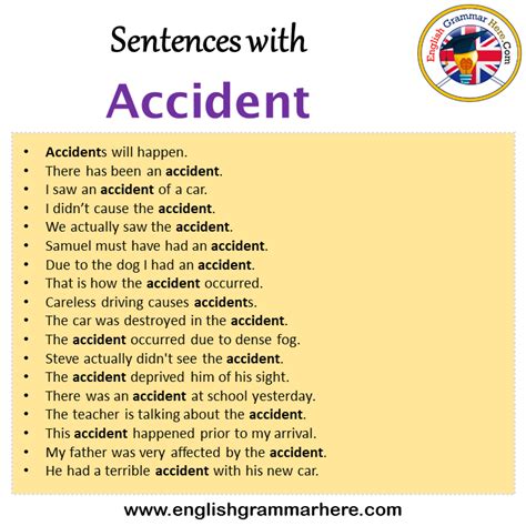 Sentences with Accident, Accident in a Sentence in English, Sentences ...