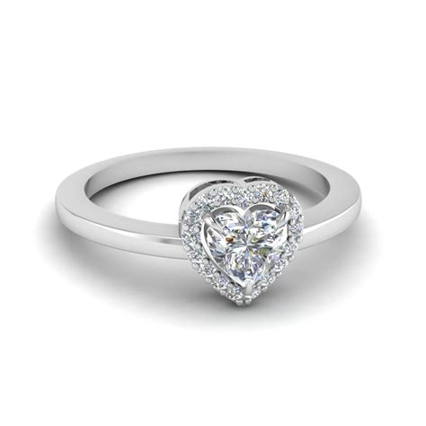 Heart Shaped Halo Diamond Engagement Ring In 18k White Gold | Fascinating Diamonds