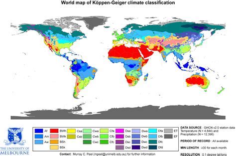 Updated Köppen-Geiger climate map of the world