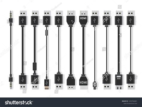 Different Types Universal Computer Cable Connectors: vector de stock ...