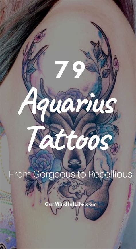 Aquarius Flower Tattoo, Unique Floral Star Sign Tattoo aquarius tattoo ...