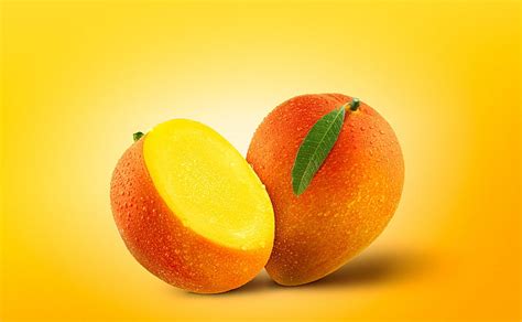 HD wallpaper: Mango Fruits, Food and Drink, Half, Orange, Yellow, Fresh, waterdrops | Wallpaper ...