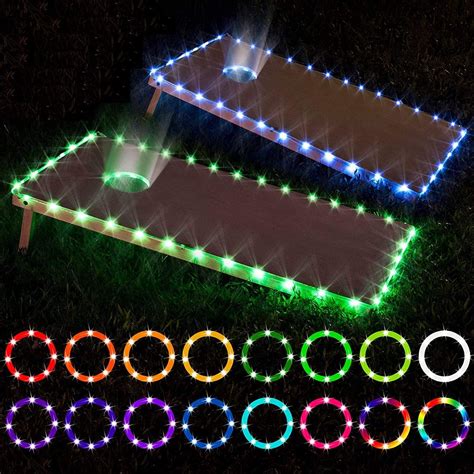 LED Cornhole Lights, Remote Control Cornhole Board Edge and Ring LED ...