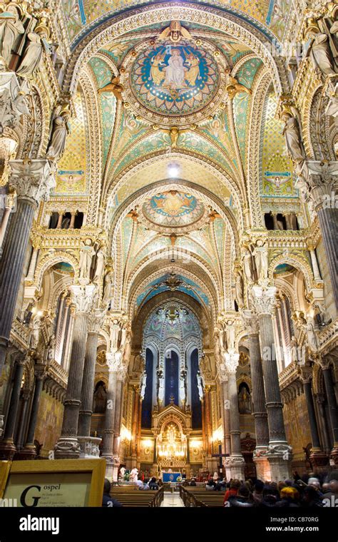 Basilica of Notre-Dame de Fourvière in Lyon, France (la Basilique Notre ...