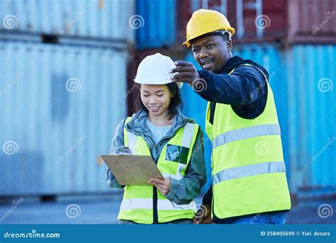 Cargo, Shipping and Logistics Workers with Checklist for International ...