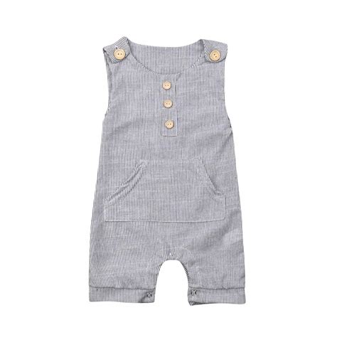 runi mo Baby Boy Girl Striped Sleeveless Romper Newborn Infant Cotton ...