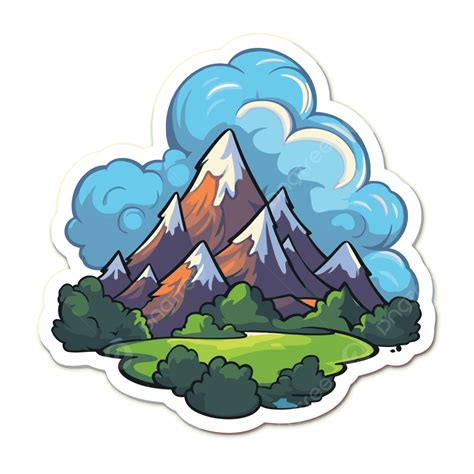 Cartoon Mountain Sticker Vector Clipart, Mountain Clipart, Cartoon Clipart, Sticker Clipart PNG ...