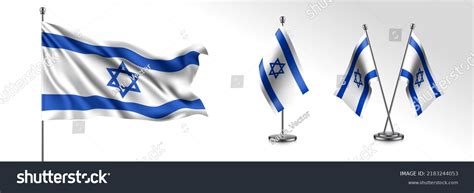 Set Israel Waving Flag On Isolated Stock Vector (Royalty Free ...