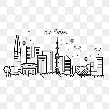 Seoul City Skyline Line Tourist Buildings South Korea, Korea, Seoul, City PNG and Vector with ...