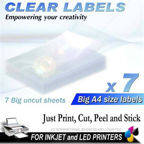 7 x A4 CLEAR INKJET PRINTER TRANSPARENCY FILM SHEETS TRANSPARENT ...