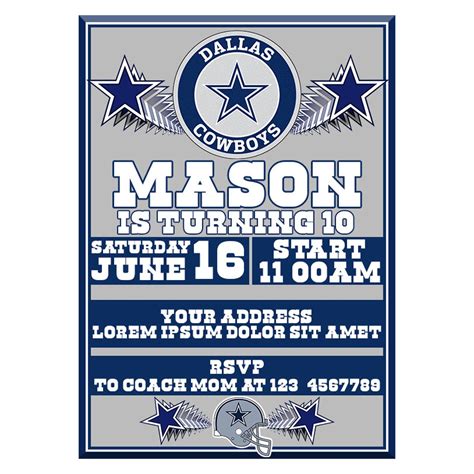 Dallas Cowboys Invitation Dallas Cowboys Birthday Dallas | Etsy