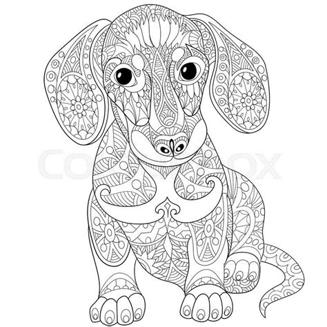 Stock vector of 'Zentangle stylized cartoon dachshund dog, isolated on whit… | Mandalas animales ...