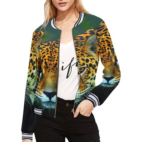 JAGUAR All Over Print Bomber Jacket for Women (Model H21) | ID: D2966856