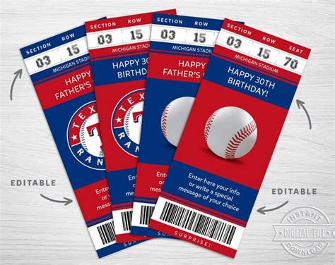 Digital Texas Rangers Surprise Ticket Gift Rangers Custom - Etsy