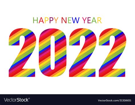 Rainbow happy new year 2022 design template Vector Image