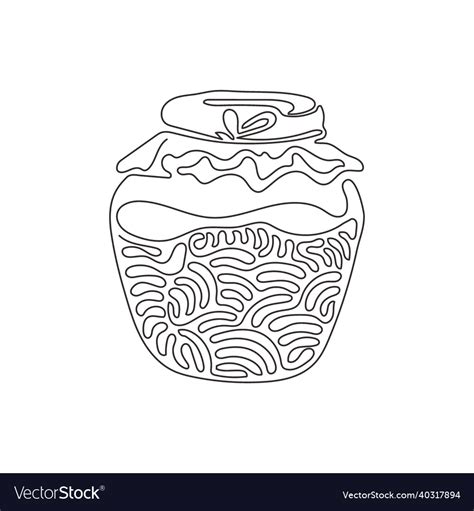 Single continuous line drawing honey jar apiary Vector Image