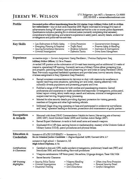 Military Transition Resume