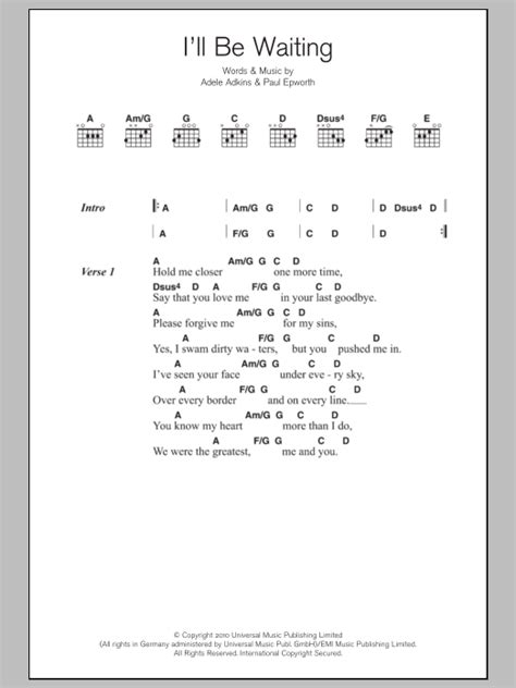 I'll Be Waiting by Adele Sheet Music for Guitar Chords/Lyrics at Sheet ...