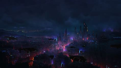 #dark futuristic city digital art science fiction Eric Lee #1080P #wallpaper #hdwallpaper # ...