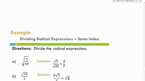 Dividing Radical Expressions - YouTube