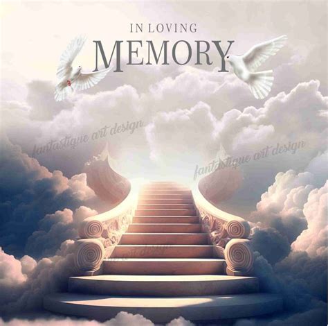In Loving Memory PNG Memorial Background EDITABLE Template Stairs to ...