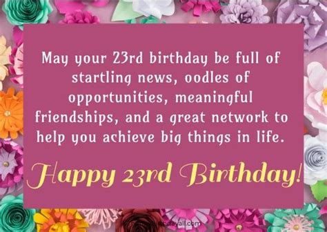 Happy 23rd Birthday Wishes, Quotes, and Messages | Happy 23rd birthday, Birthday wishes for ...