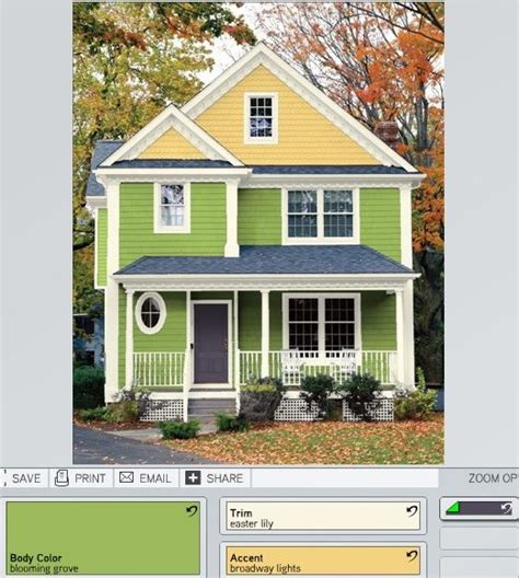 green with yellow | Green exterior paints, House colors, Exterior paint