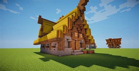 Medieval house with hay bale roof Minecraft Project