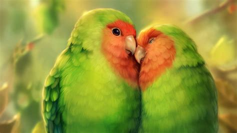 Desktop Wallpaper Parrot, Birds, Love, Hd Image, Picture, Background ...