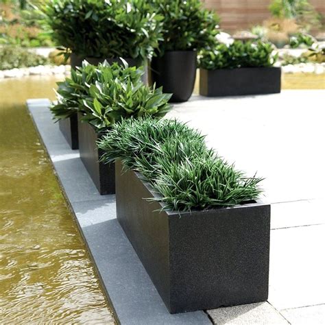 Cadix Black Low Rectangular Planters | Modern Planters | Modern planters outdoor, Outdoor ...