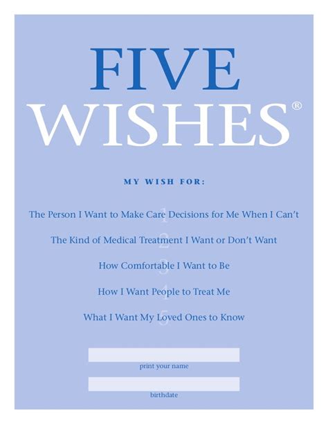 5 Wishes Printable Form