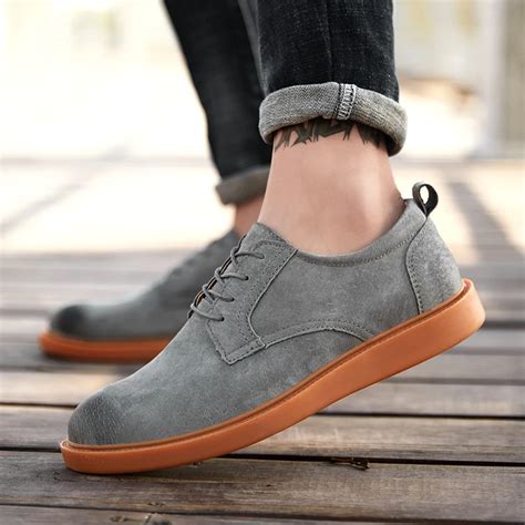 suede Leather Casual Shoes Men Loafers oxfords Men Shoes Breathable Outdoor Shoes lace up ...