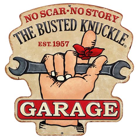 Busted Knuckle Garage Embossed Tin Sign 810914028966 | eBay