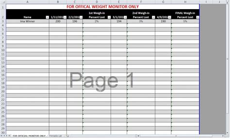 Biggest Loser Spreadsheet