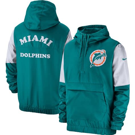 Men's Nike Aqua Miami Dolphins Fan Gear Historic Anorak Quarter-Zip ...