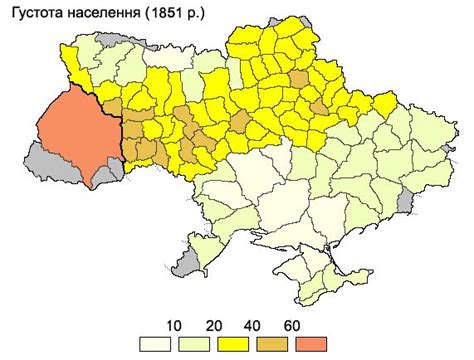 Population density on the territory of modern Ukraine in 1851 ...