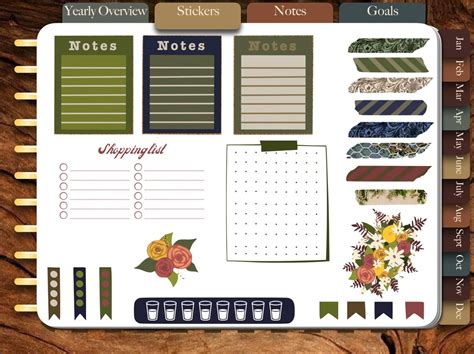 2023 Digital Planner Floral Leather Yearly Overview - Etsy