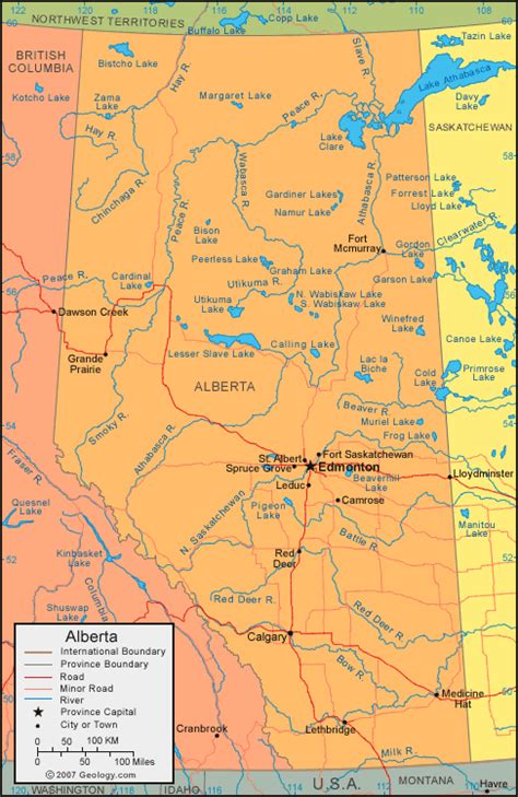 Alberta Map & Satellite Image | Roads, Lakes, Rivers, Cities