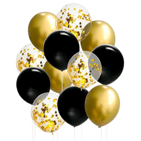 Buy JOJO FLY 50 Pcs 12 Inches Black and Gold Balloons, Gold Confetti ...