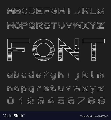 Line font family design and letters and numbers Vector Image