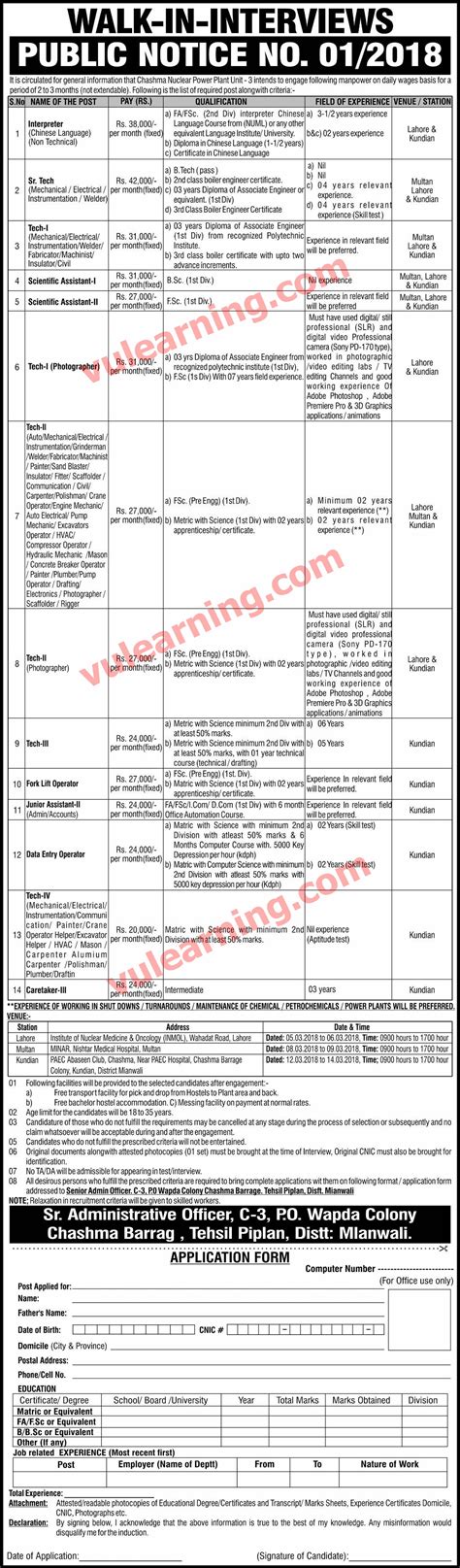 Chasma Power Plant Unit 3 Jobs 2018 Pakistan Atomic Energy Commission PAEC Vacancies ...