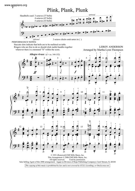 Leroy Anderson-Plink, Plank, Plunk Sheet Music pdf, - Free Score Download ★