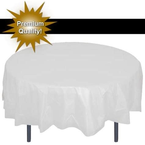 PREMIUM Round White Plastic Table Cover | White table cover, White plastic table, Round table covers