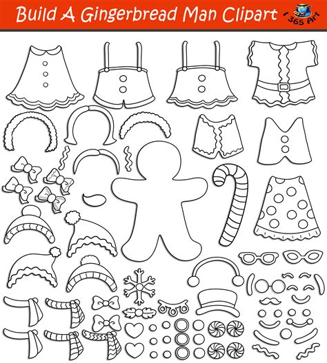 Build A Gingerbread Man Clipart Set Download - Clipart 4 School