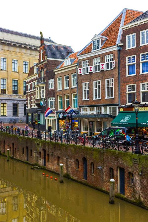 Utrecht, Netherlands - December 15, 2017: Street with Historic Houses ...