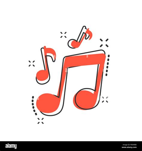 Vector cartoon music icon in comic style. Sound note sign illustration ...