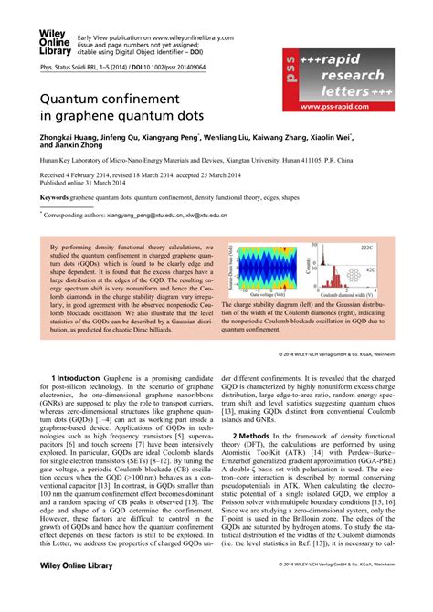 (PDF) Quantum confinement in graphene quantum dots