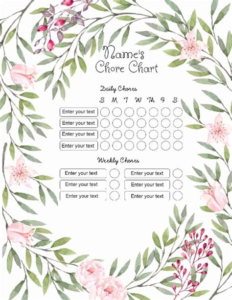 FREE chore chart template | 101 Different Designs