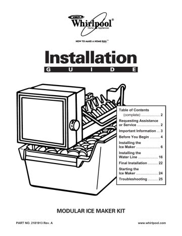 Whirlpool Ice Maker Installation Guide | Manualzz