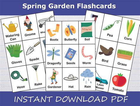 Set of 27 Spring Garden Flashcards Vocabulary Words Printable - Etsy